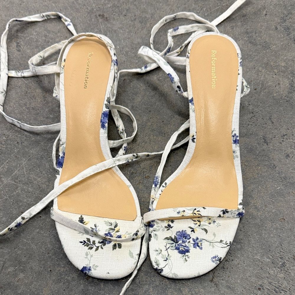 Reformation Floral wrap Sandals